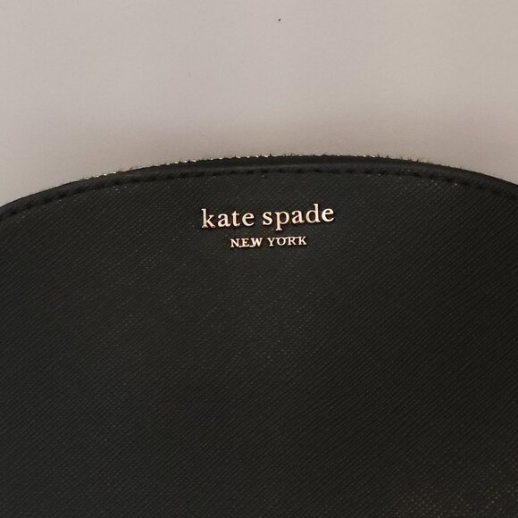 KATE SPADE Cameron Medium Dome Cosmetic Clutch Makeup Bag BLACK - Picture 3 of 4